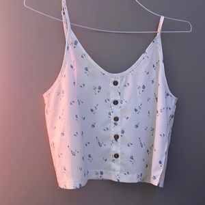 White Flowy Tank Top Floral Print Size S